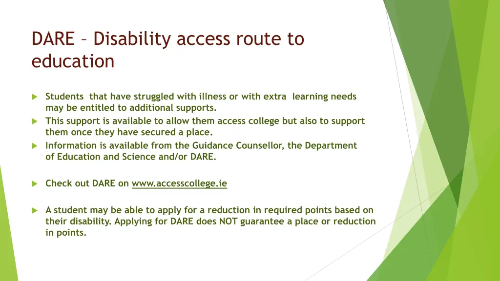 dare disability access route to education