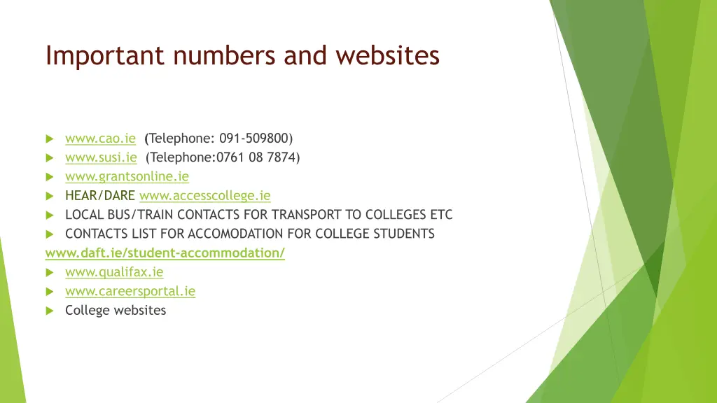 important numbers and websites