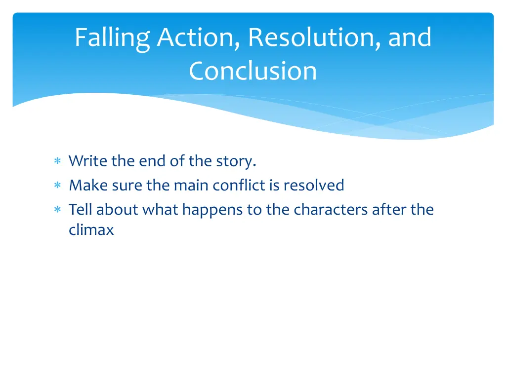 falling action resolution and conclusion