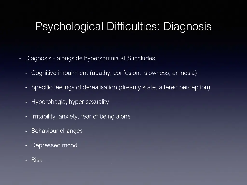 psychological difficulties diagnosis