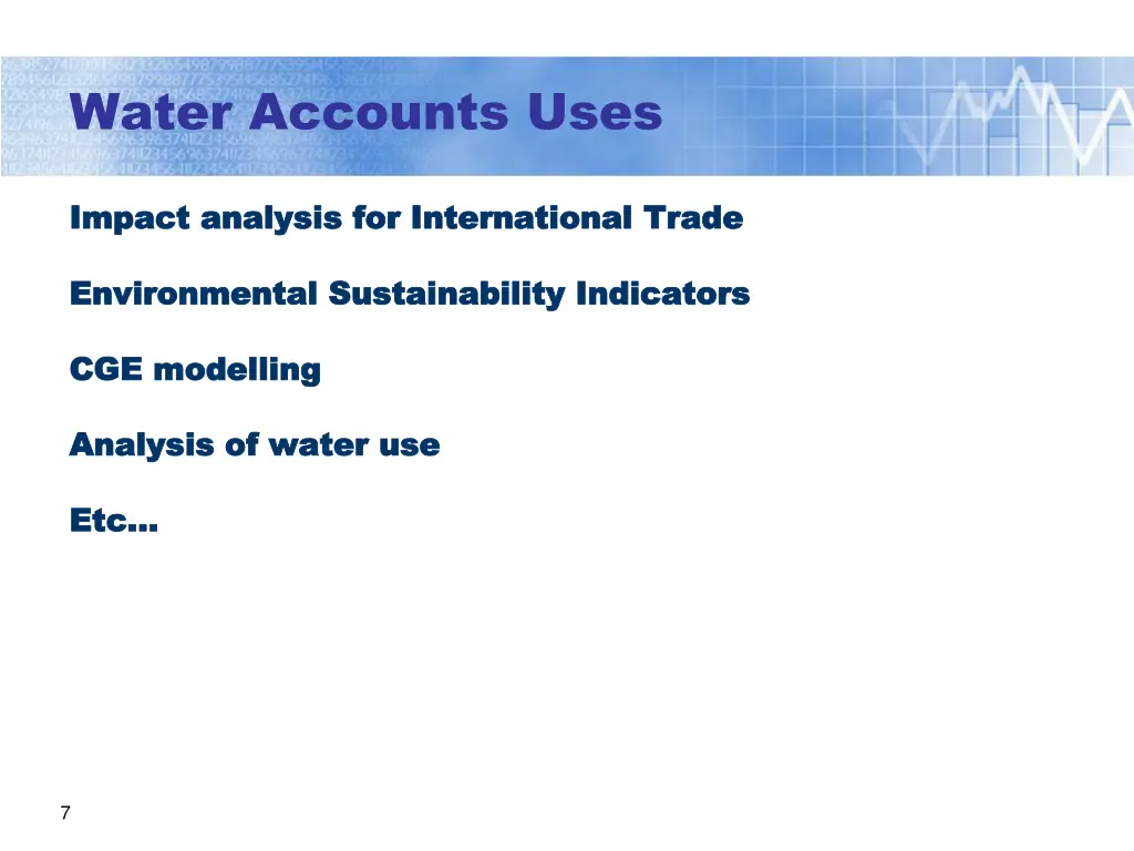 water accounts uses