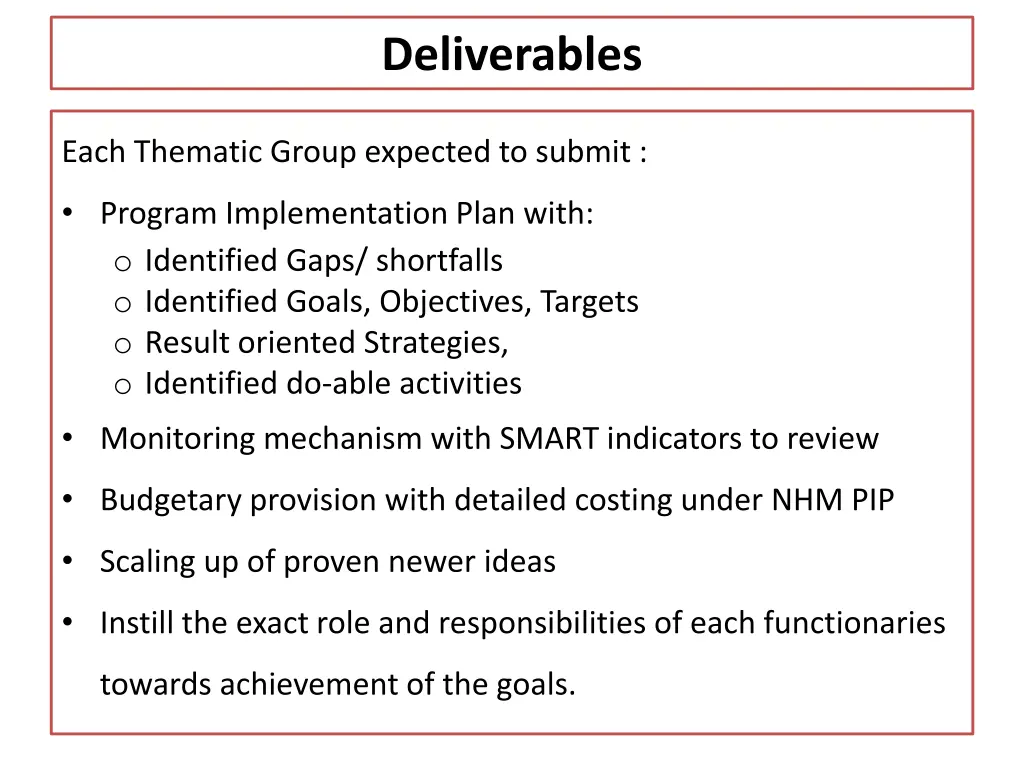 deliverables