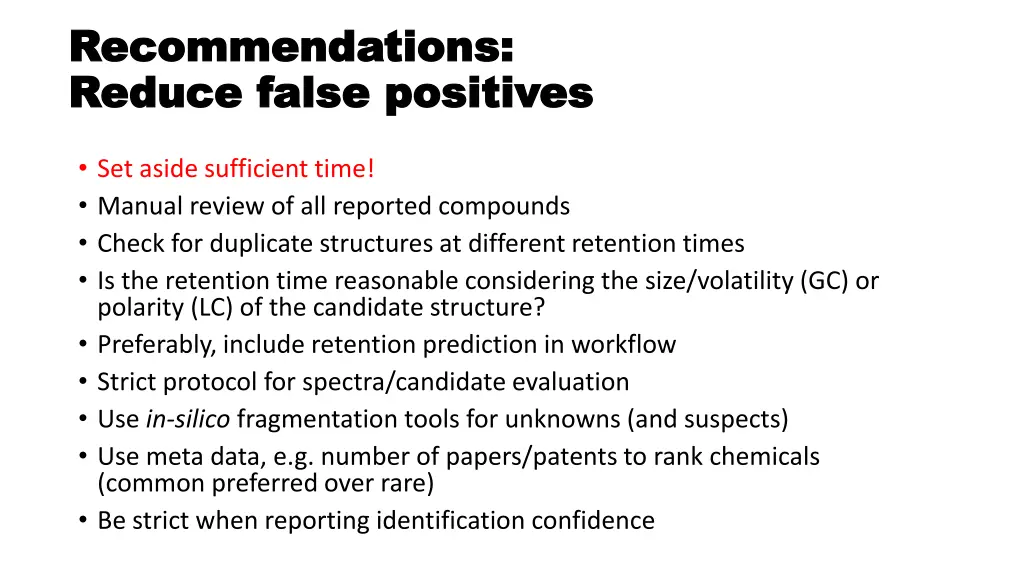 recommendations recommendations reduce false