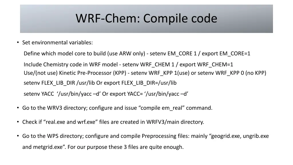 wrf chem compile code