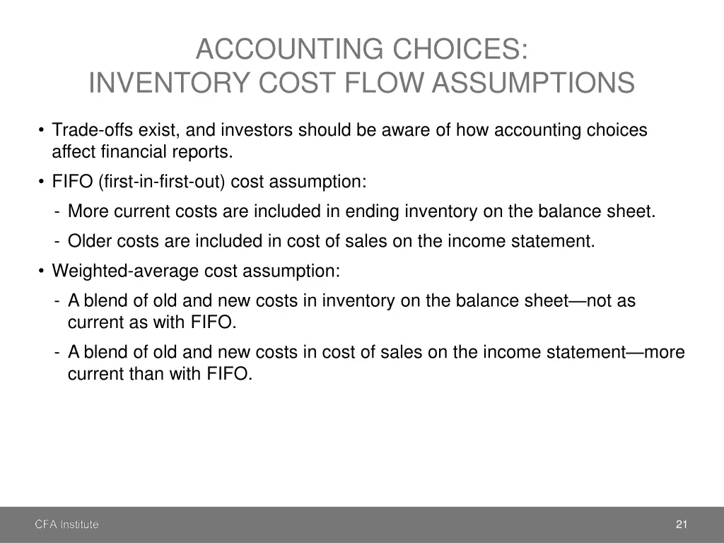 accounting choices inventory cost flow assumptions