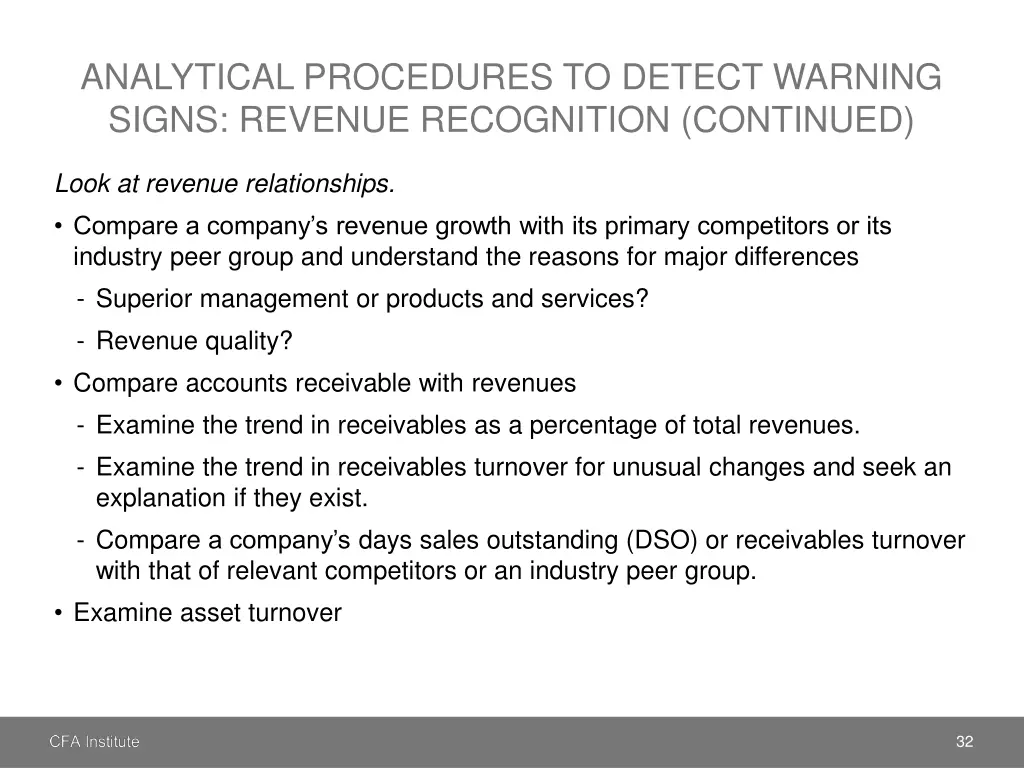 analytical procedures to detect warning signs 1