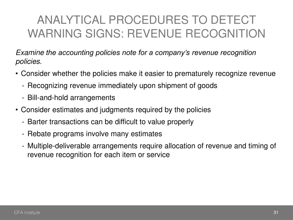 analytical procedures to detect warning signs