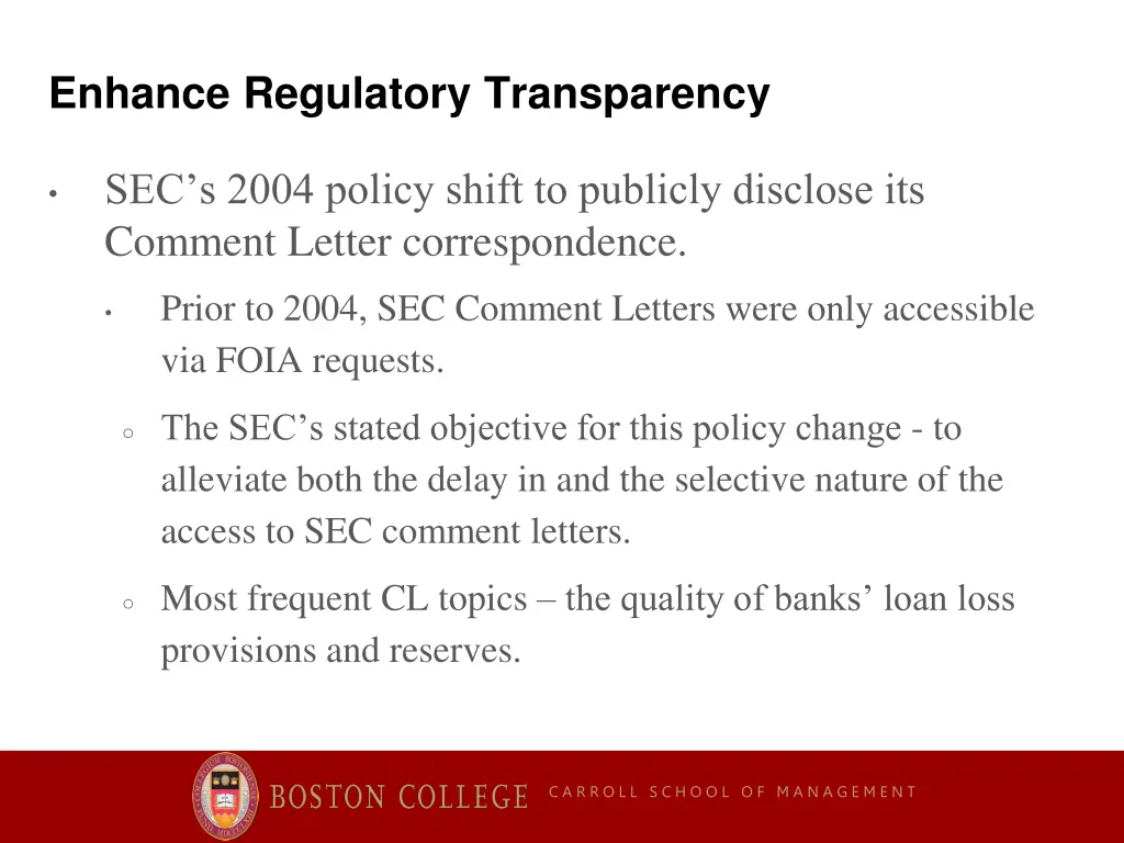 enhance regulatory transparency
