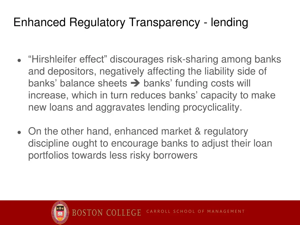 enhanced regulatory transparency lending