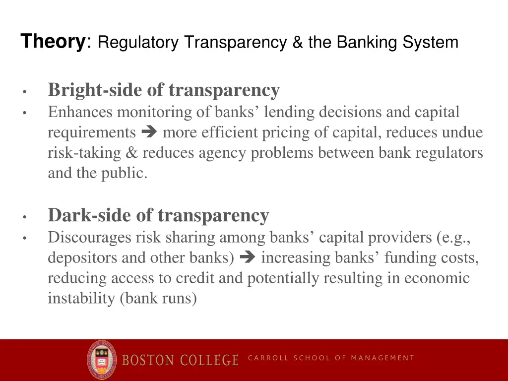 theory regulatory transparency the banking system