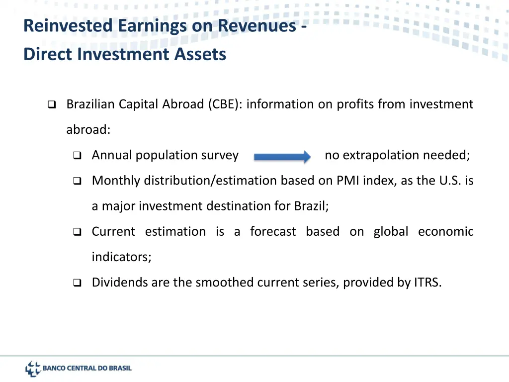 reinvested earnings on revenues direct investment