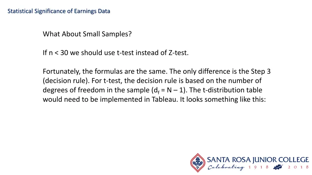 statistical significance of earnings data 19