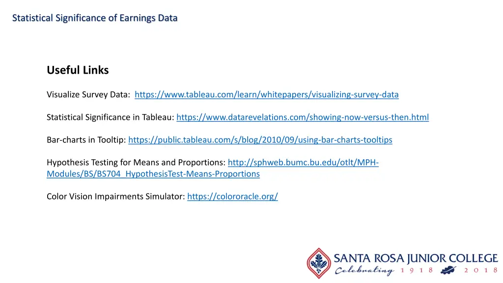 statistical significance of earnings data 27