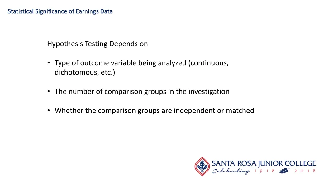 statistical significance of earnings data 6
