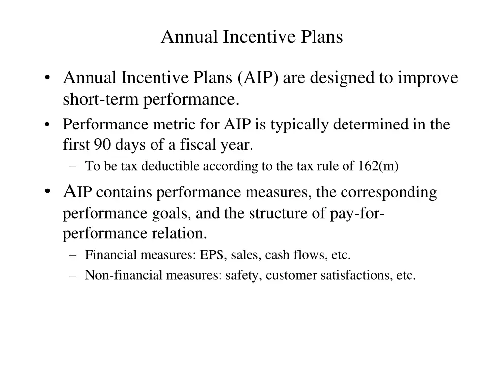 annual incentive plans