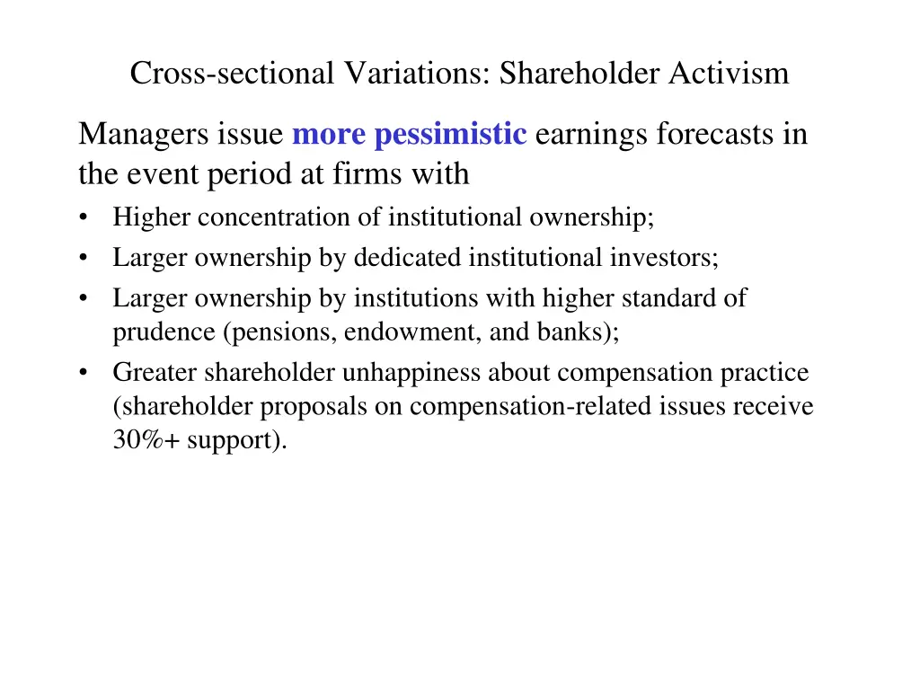 cross sectional variations shareholder activism