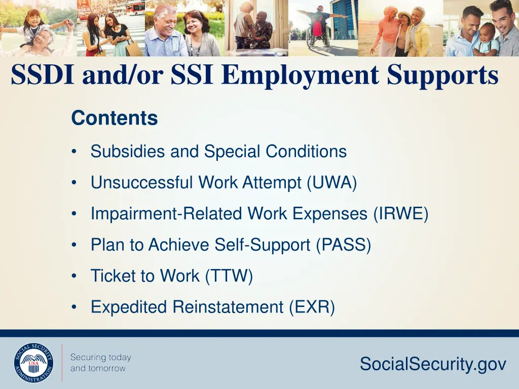 ssdi and or ssi employment supports