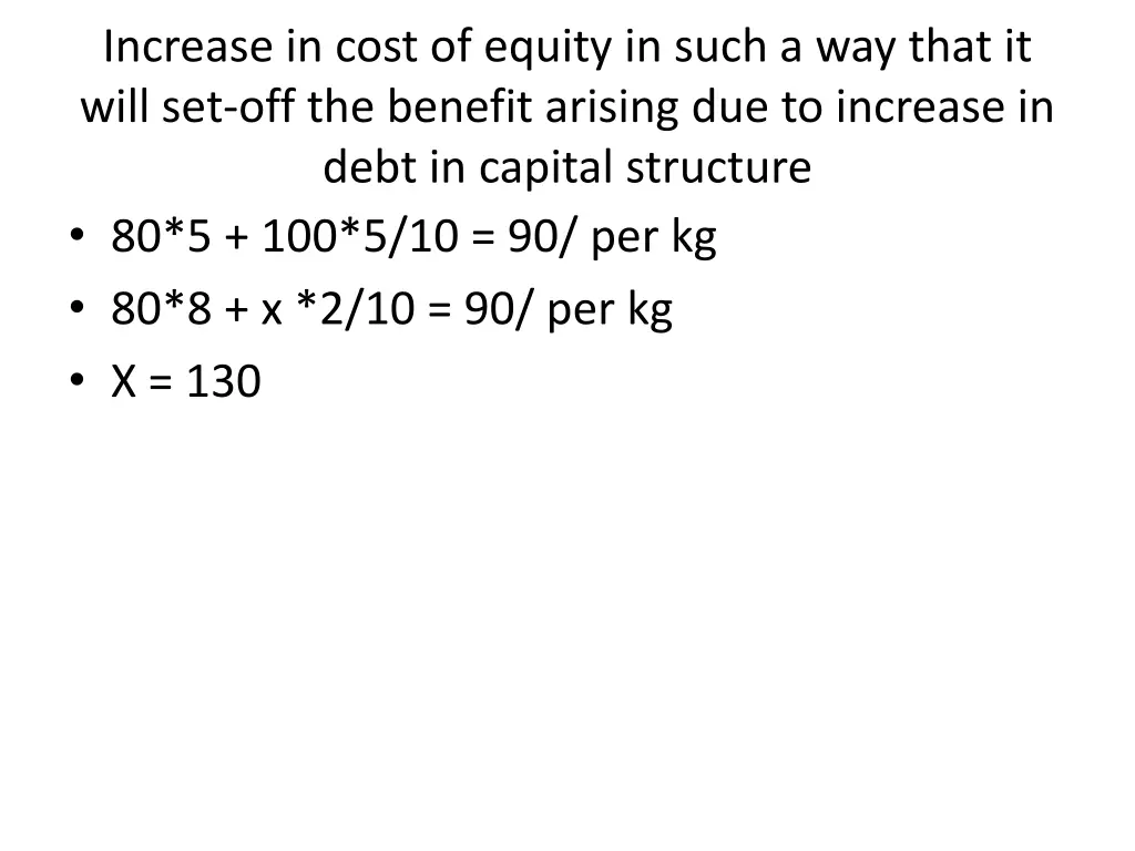 increase in cost of equity in such a way that