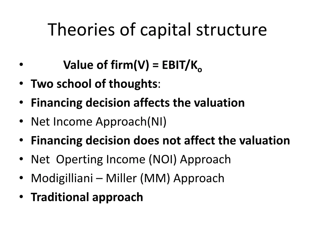 theories of capital structure