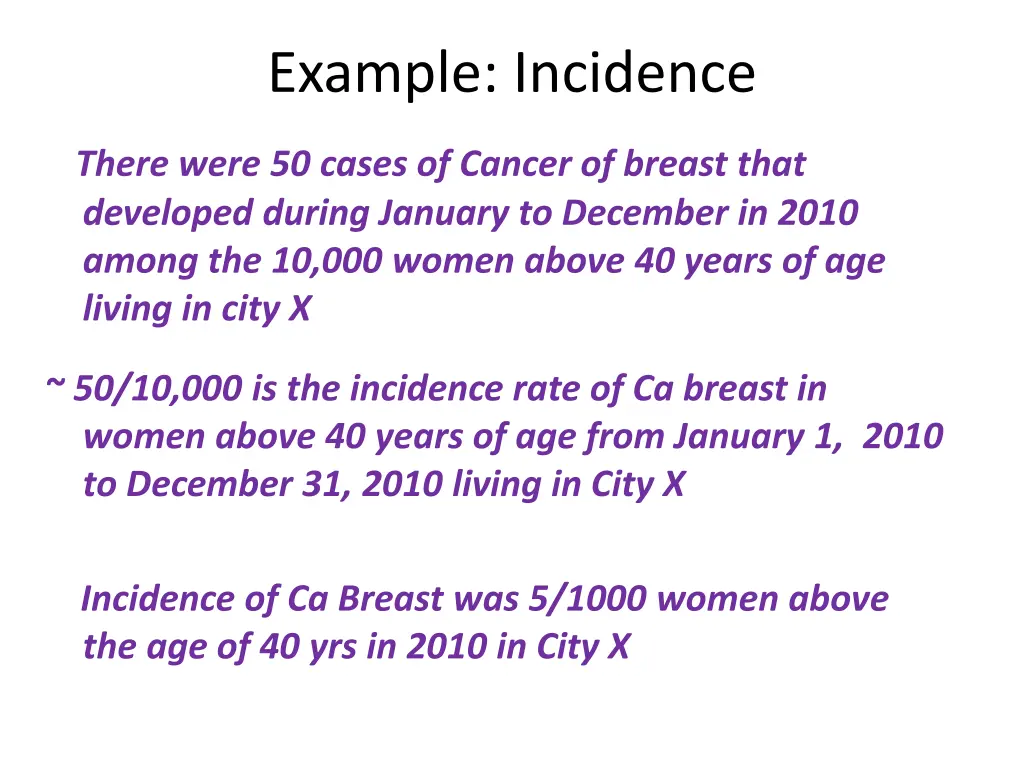 example incidence