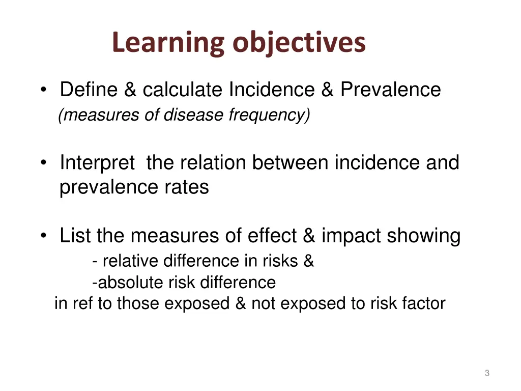 learning objectives