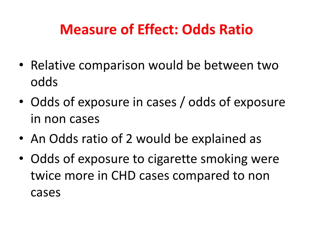measure of effect odds ratio 1