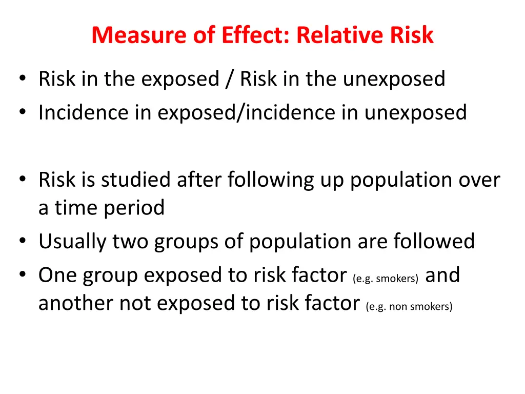 measure of effect relative risk