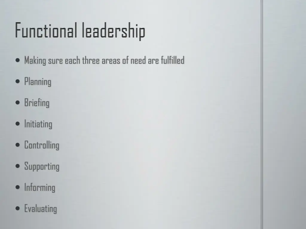 making sure each three areas of need are fulfilled