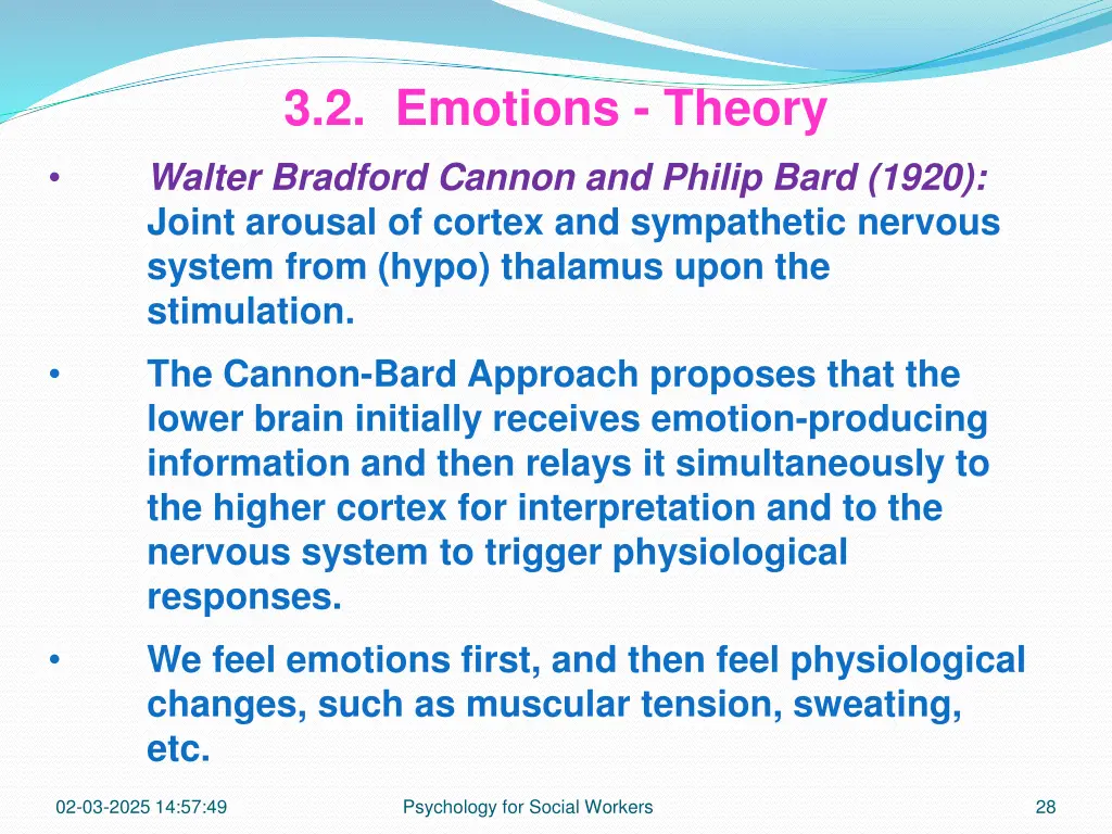3 2 emotions theory walter bradford cannon