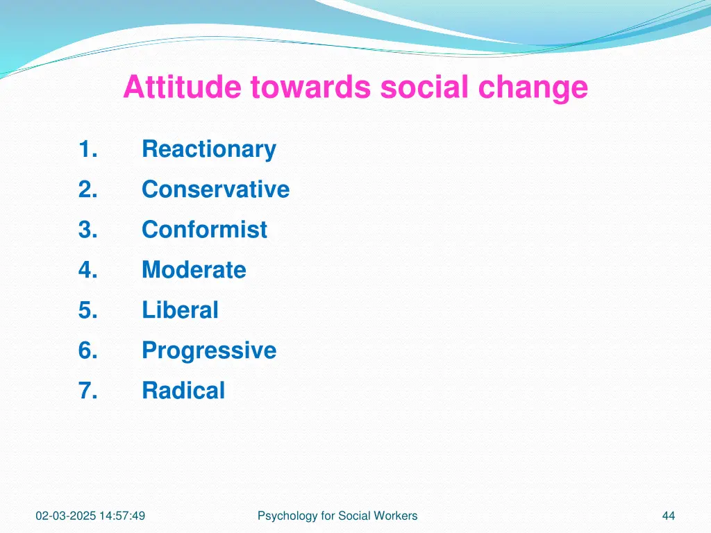 attitude towards social change