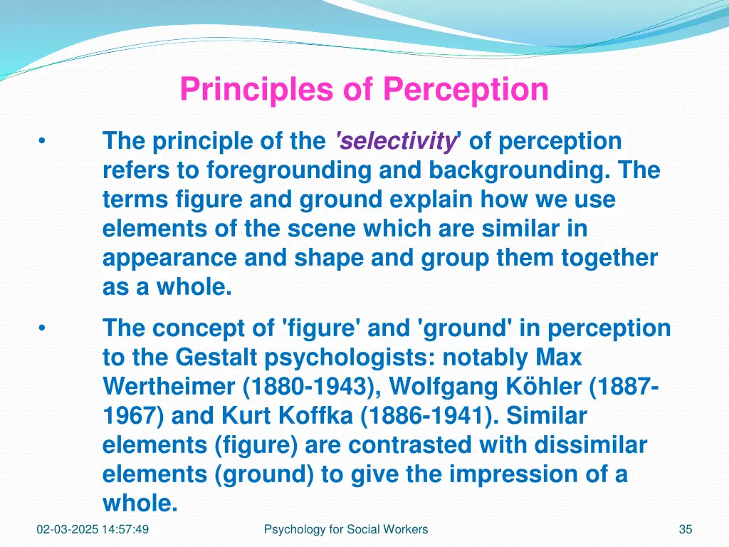 principles of perception