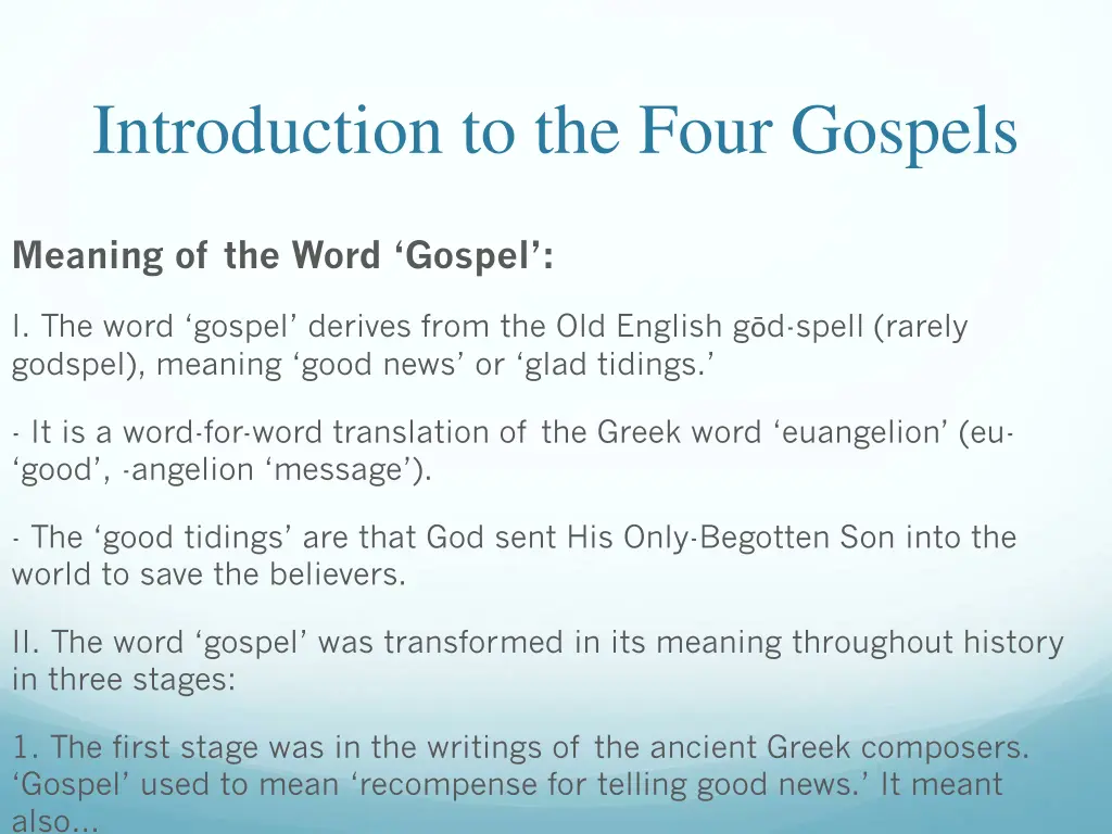 introduction to the four gospels 1