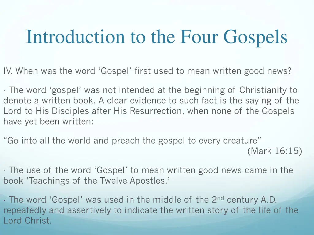 introduction to the four gospels 11