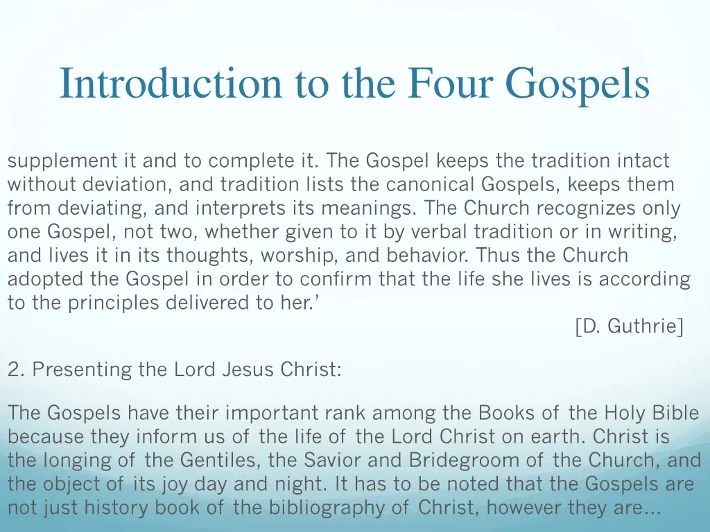 introduction to the four gospels 13