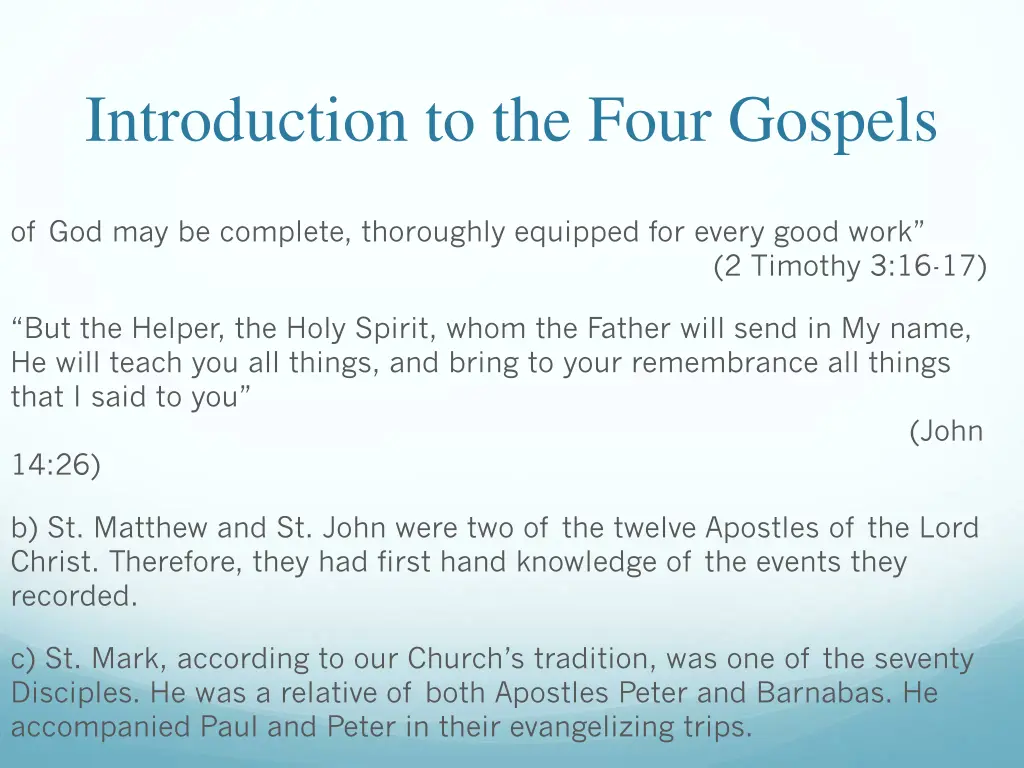 introduction to the four gospels 22