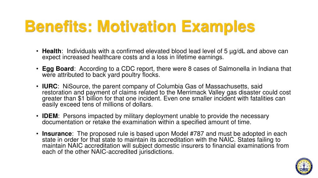 benefits motivation examples