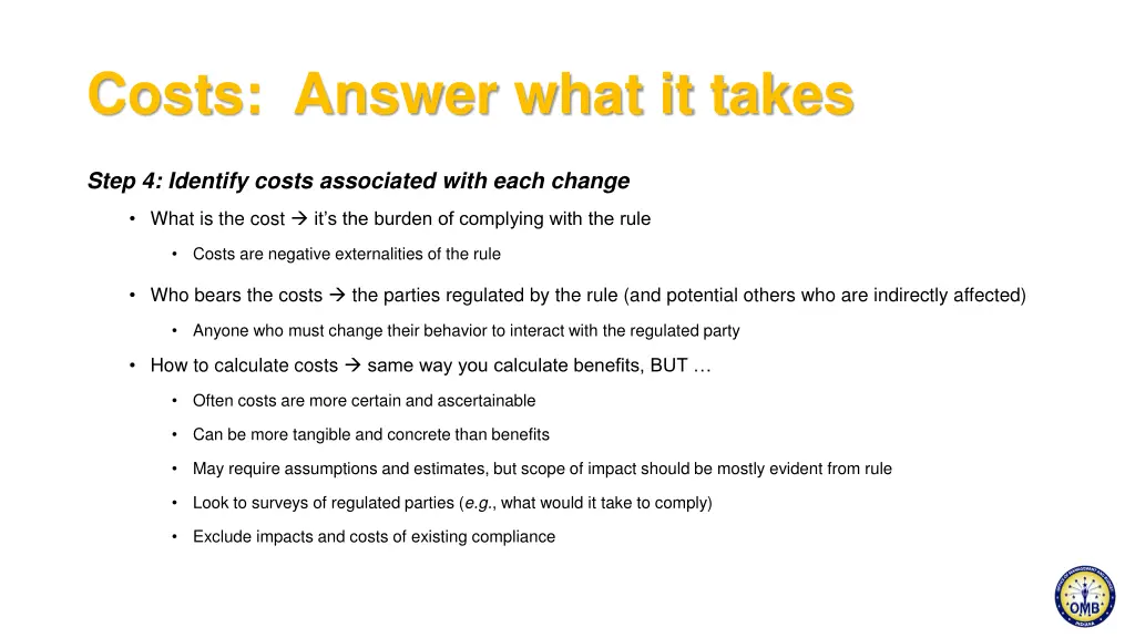 costs answer what it takes