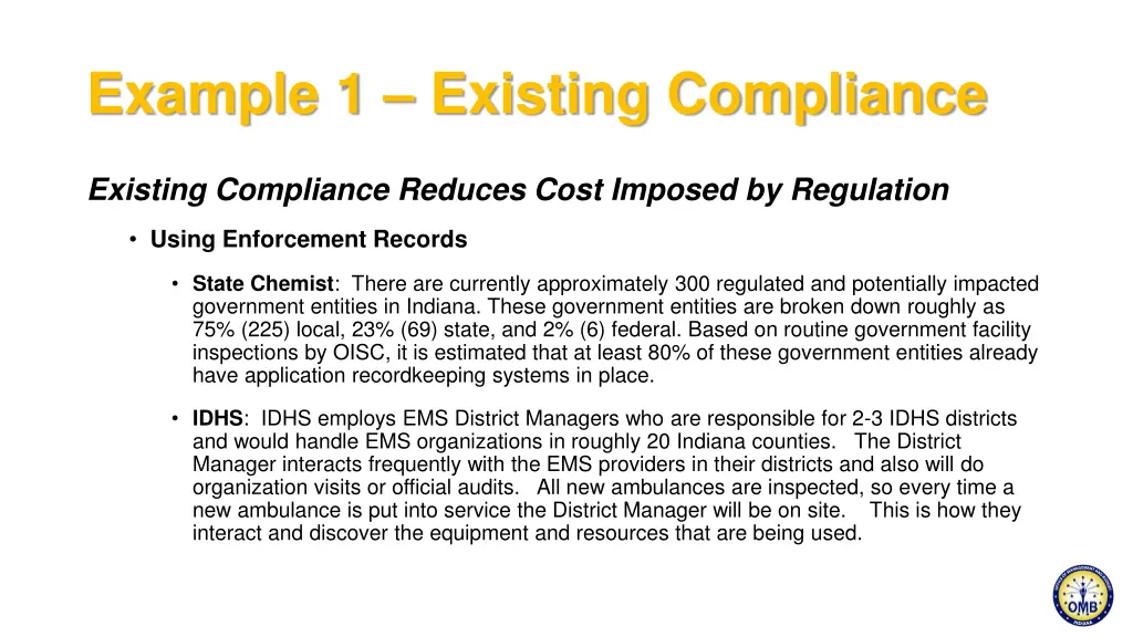 example 1 existing compliance