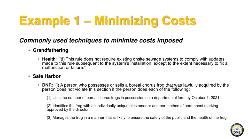 example 1 minimizing costs