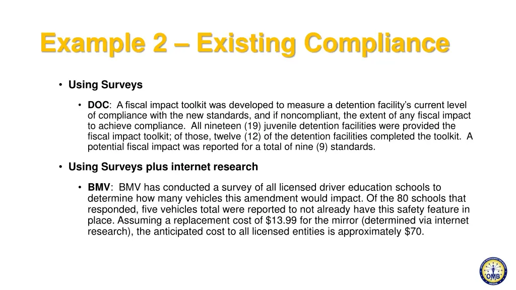 example 2 existing compliance