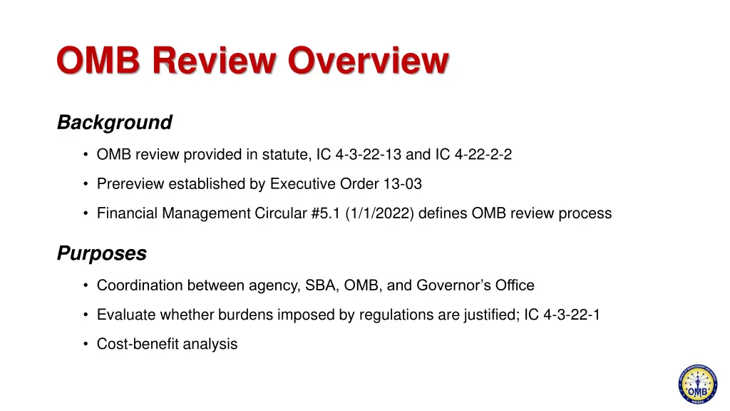 omb review overview