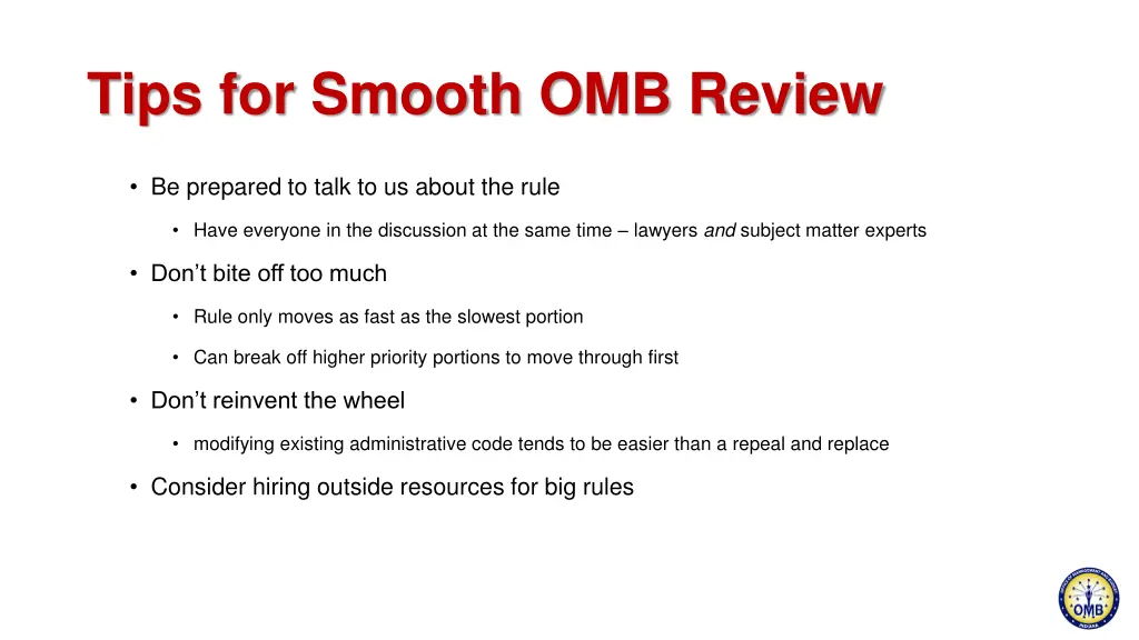 tips for smooth omb review