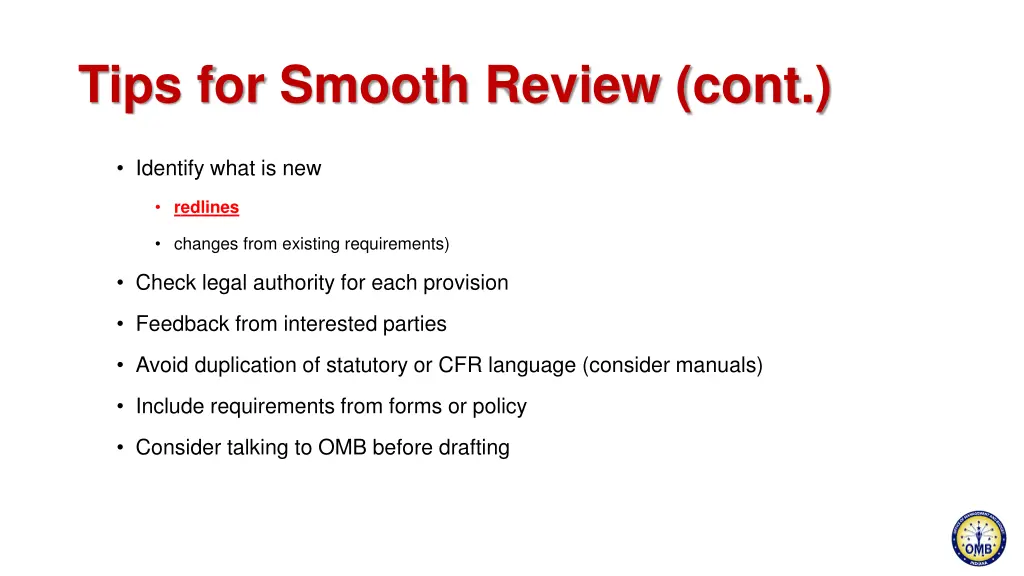 tips for smooth review cont