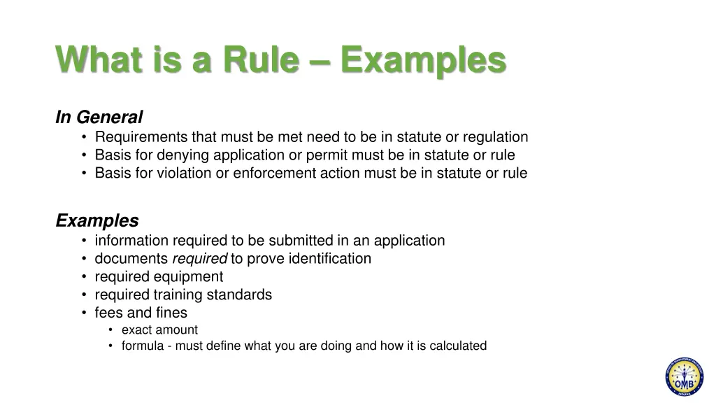 what is a rule examples