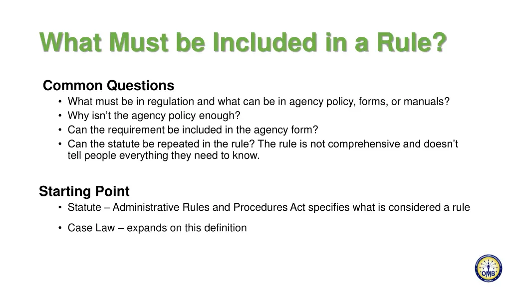 what must be included in a rule
