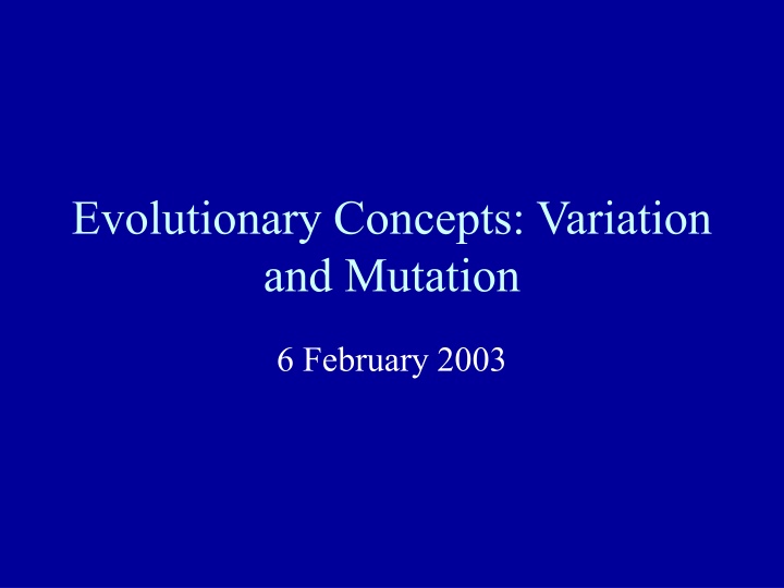 evolutionary concepts variation and mutation