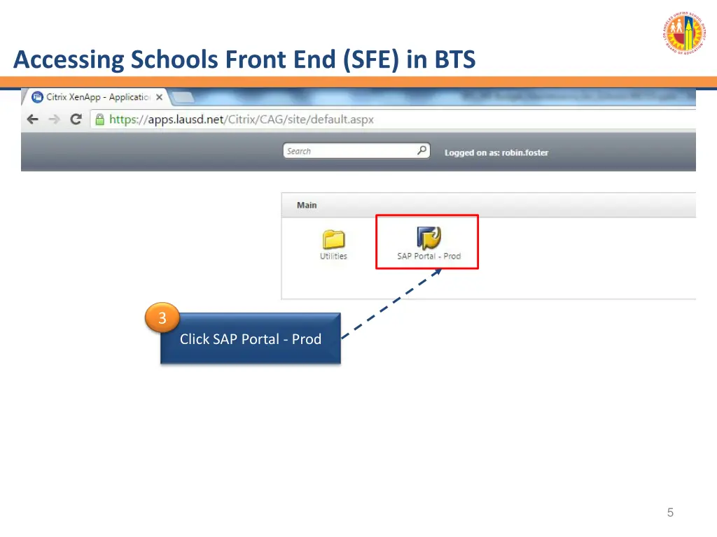 accessing schools front end sfe in bts 1