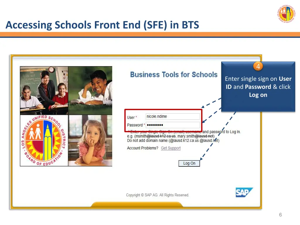 accessing schools front end sfe in bts 2