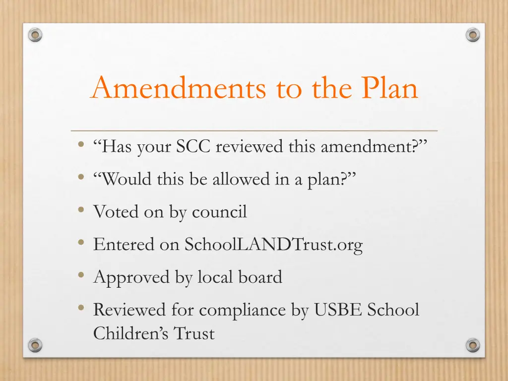 amendments to the plan