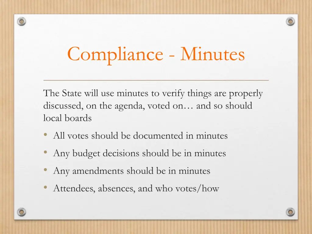 compliance minutes